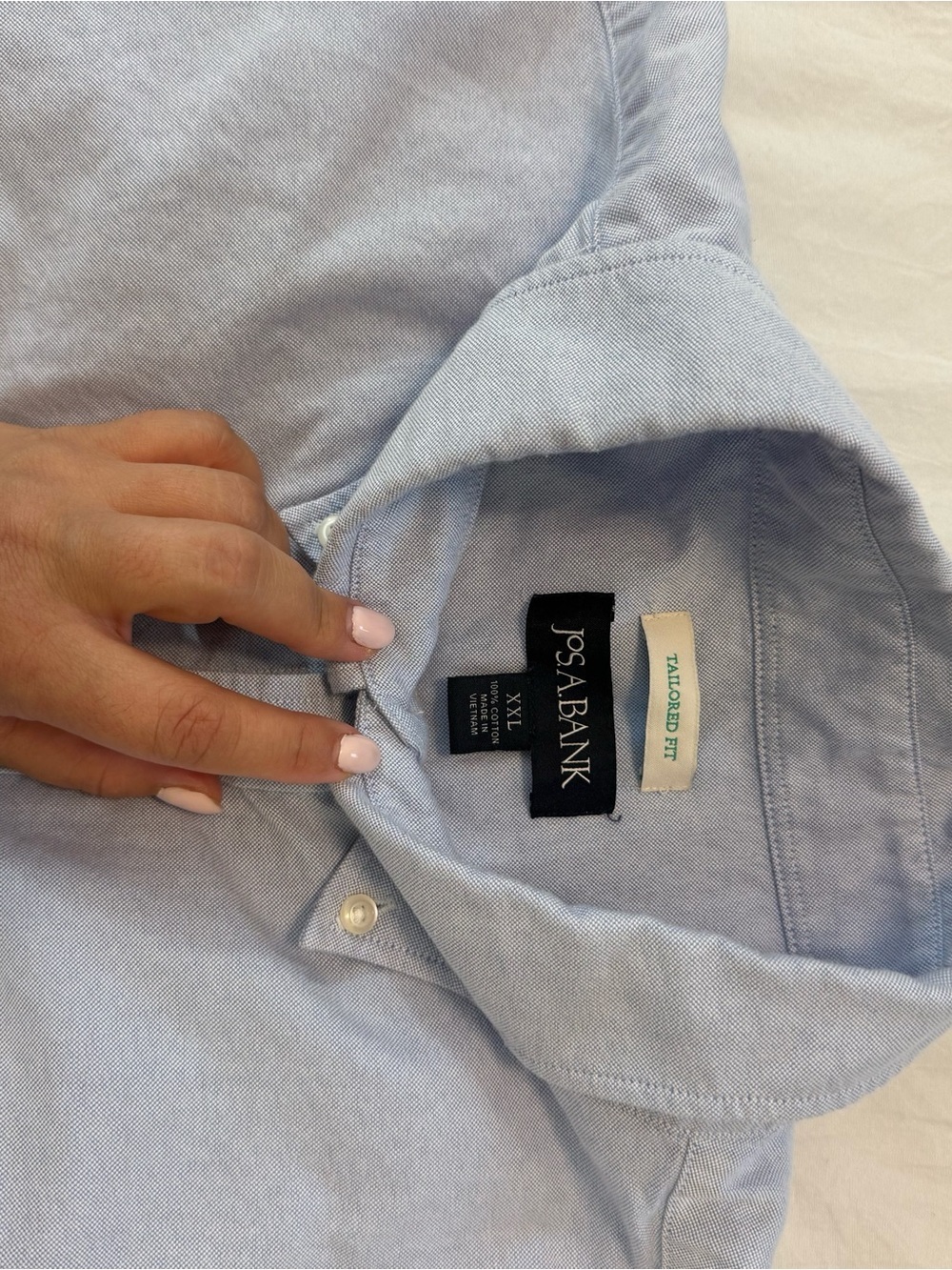 JoS. A. Bank Tailored Fit Oxford Button-Down Shirt Blue XXL - Picture 9 of 12